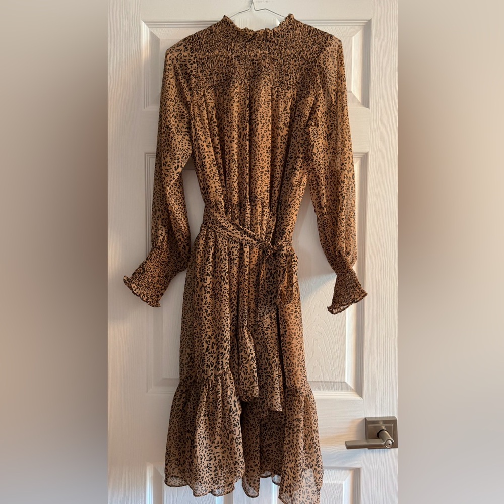 Fate boho style dress animal print long sleeves size S